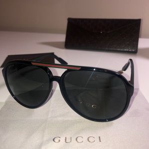 Gucci Men’s Black Aviator Sunglasses